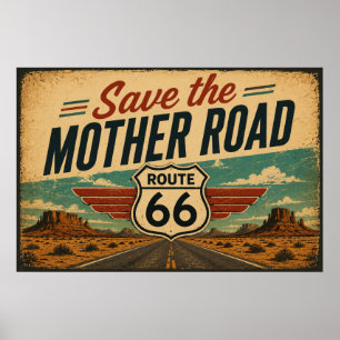 Route 66 Mother Road Desert Vista Poster