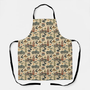 Route 66 Motorcycle BBQ Roadside Americana Style Apron