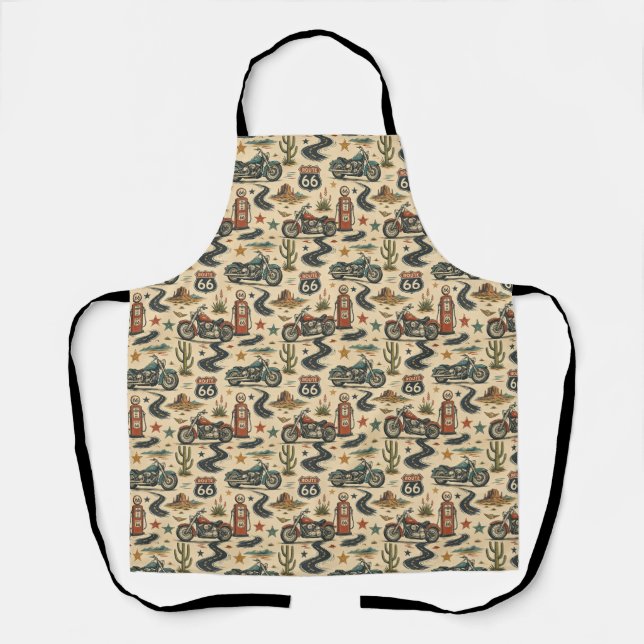 Route 66 Motorcycle BBQ Roadside Americana Style Apron (Front)