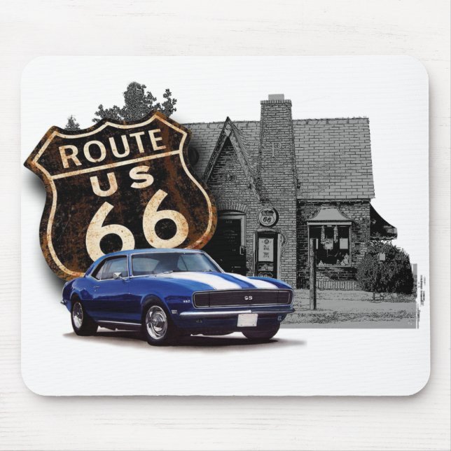 Route 66 Muscle Car Mouse Pad (Front)