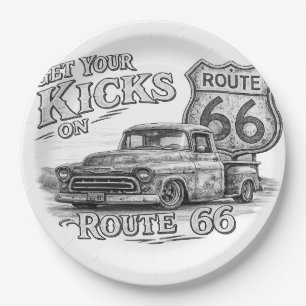Route 66 Napkins Paper Plate