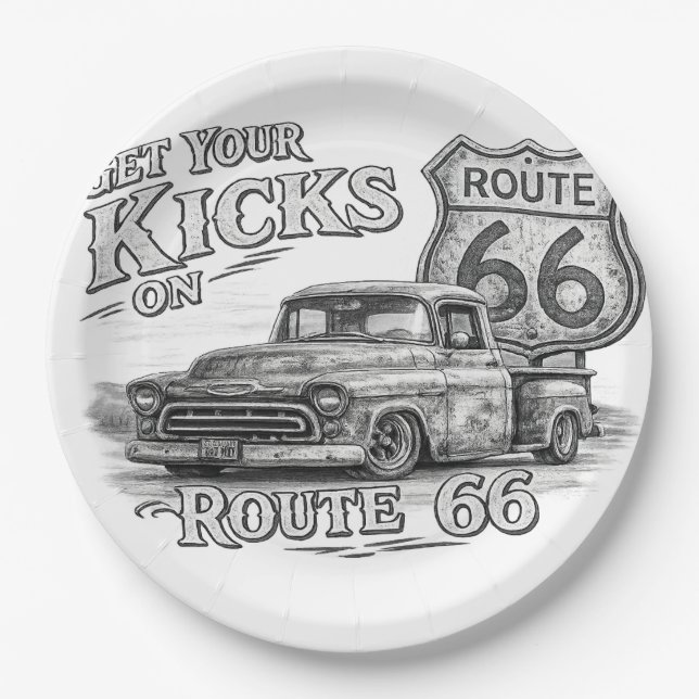 Route 66 Napkins Paper Plate (Front)