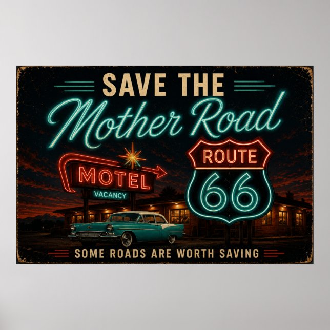 Route 66 Neon Motel Nights Poster (Front)