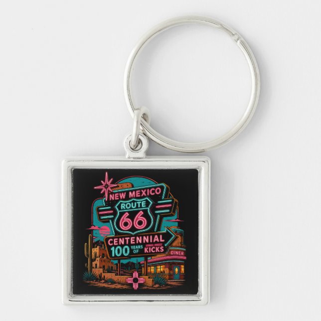 Route 66 New Mexico Travel Keepsake Key Ring (Front)