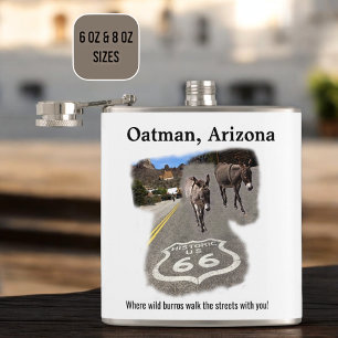 Route 66 Oatman Arizona Burros On The Street Coffe Hip Flask