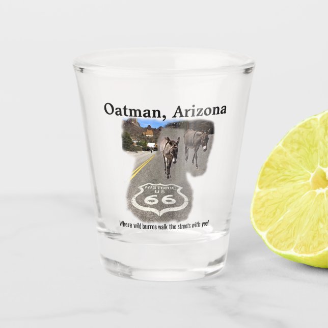 Route 66 Oatman Arizona Burros On The Street Glass (Front)
