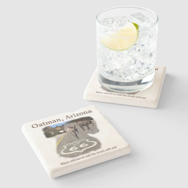 Route 66 Oatman Arizona Burros On The Street Stone Coaster (Side)