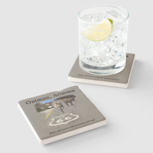 Route 66 Oatman Arizona Burros On The Street Stone Coaster