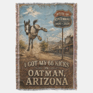 Route 66 Oatman Burro Western Charm Throw Blanket