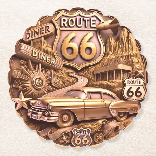 Route 66 paper coaster (Front)