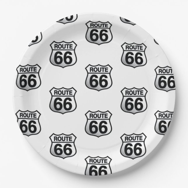 Route 66 paper plate small sign. (Front)