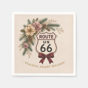Route 66 Peaceful Desert Holidays Retro Floral Napkin