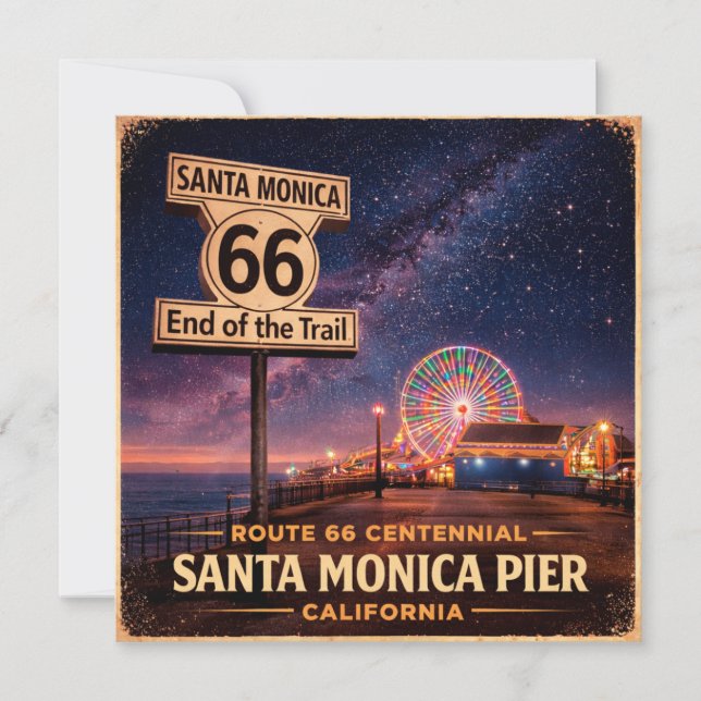Route 66 Pier Lights Travel Greeting (Front)