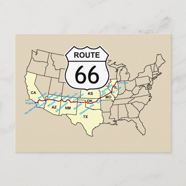 Route 66 postcard (Front)
