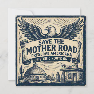 Route 66 Preserve Americana Eagle Roadside Art Card