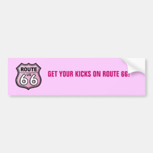 Route 66 Pretty Pink Bumper Sticker