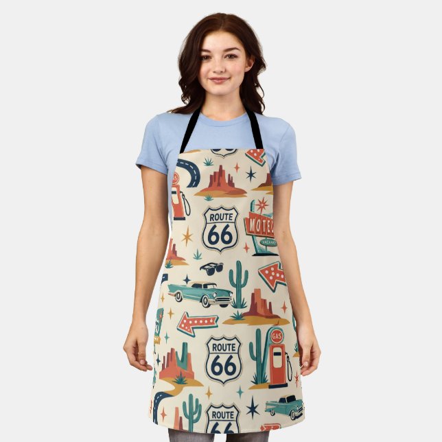 Route 66 Retro Cooking Road Trip Apron (Worn)