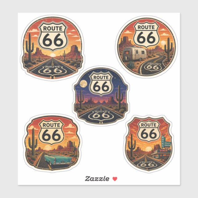Route 66 Retro Desert Emblem Mother Road (Sheet)