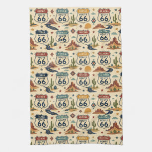 route 66 Retro Kitchen Roadside Decor Tea Towel