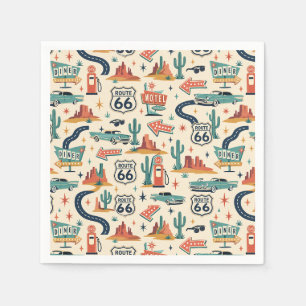 Route 66 Retro Party Roadside Flair Napkin