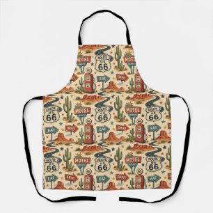 Route 66 Retro Roadside BBQ Travel Style Apron