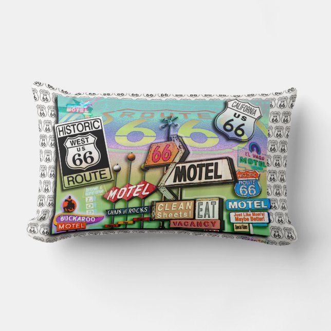 ROUTE 66 Reversible Lumbar PILLOWS by PopArtDiva (Front)