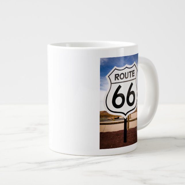 Route 66 road sign, Arizona Large Coffee Mug (Front Right)