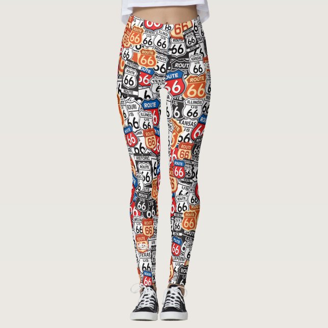 Route 66 Road Signs Leggings (Front)