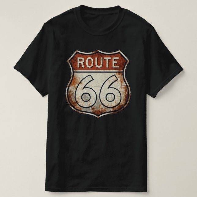 Route 66 Rusty Road Sign T-Shirt (Design Front)