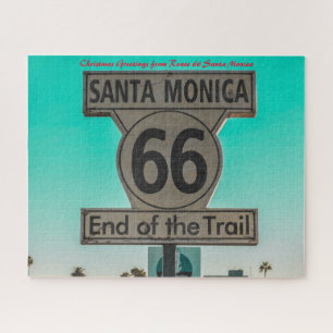 Route 66 Santa Monica. Christmas Greetings Jigsaw Puzzle