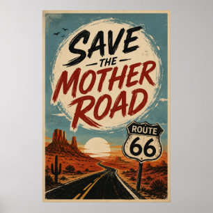 route 66 Save Mother Road Desert Highway Decor