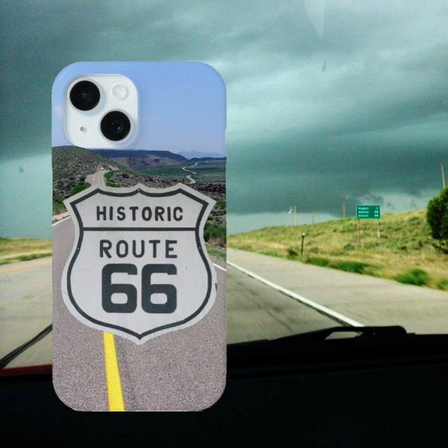 Route 66 Shield on Highway Background Case-Mate iPhone Case (Creator Uploaded)
