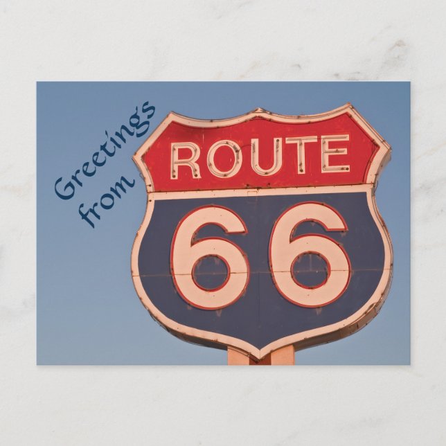 Route 66 Sign at Sunset Postcard (Front)