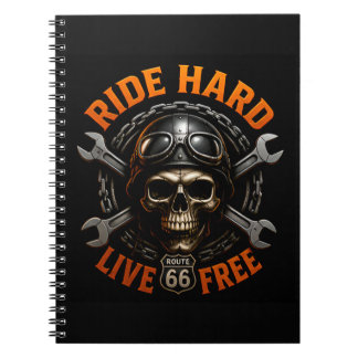 ☠️ Route 66 Skull Graphic For Hardcore Bikers 🛣️ Notebook