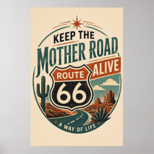 Route 66 Southwest Desert Shield Heritage Poster