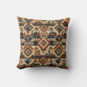 route 66 Southwest Motorcycle Desert Pattern Cushion