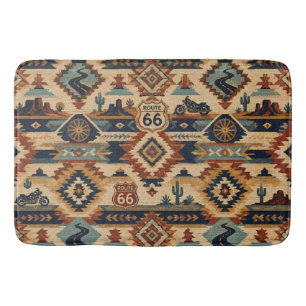 Route 66 Southwest Motorcycle Tapestry Bath Mat