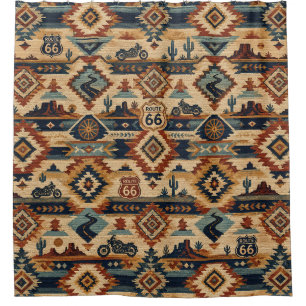 Route 66 Southwest Motorcycle Tapestry Shower Curtain