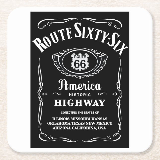 Route 66 square paper coaster (Front)