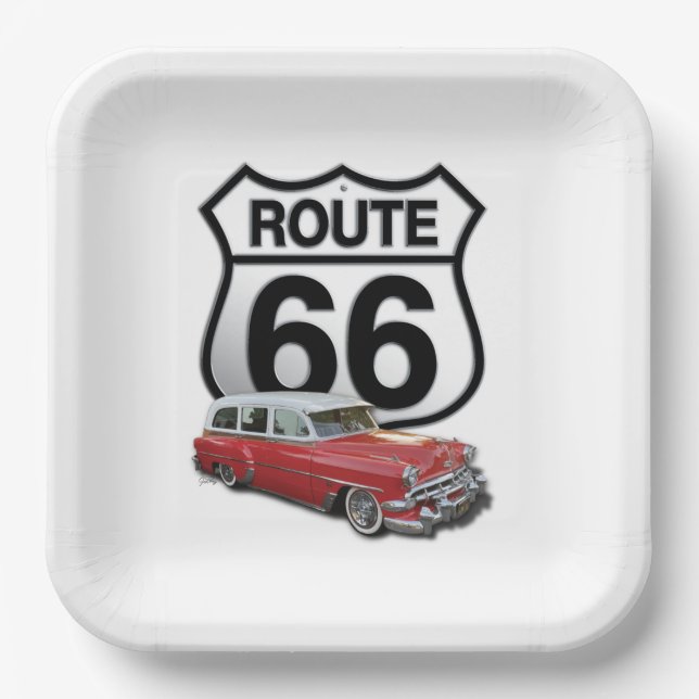 Route 66 square paper plate (Front)