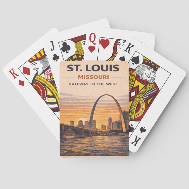 Route 66 St. Louis Gateway Arch Game Night Playing Cards (Back)