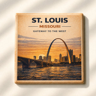Route 66 St. Louis Gateway Arch Travel Fridge Magnet