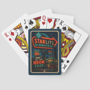 Route 66 Starlite Neon Mother Road Revival Playing Cards