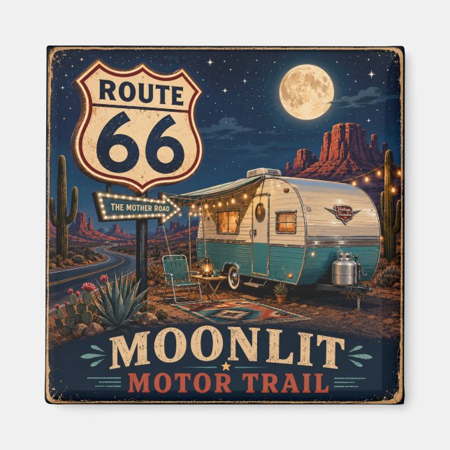 Route 66 Starry Night Travel Essential Gift Magnet (Front)