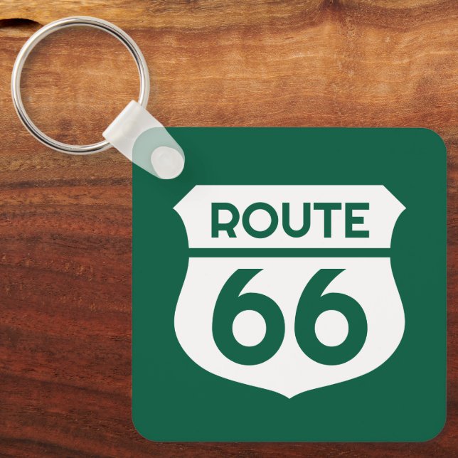 Route 66 state highway sign custom logo metal key ring (Front)