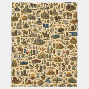 Route 66 States Cosy Tour Fleece Blanket