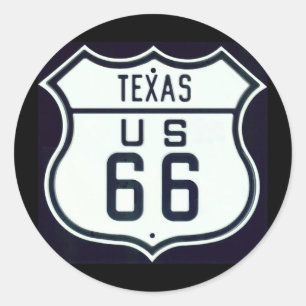 Route 66 Texas Classic Round Sticker
