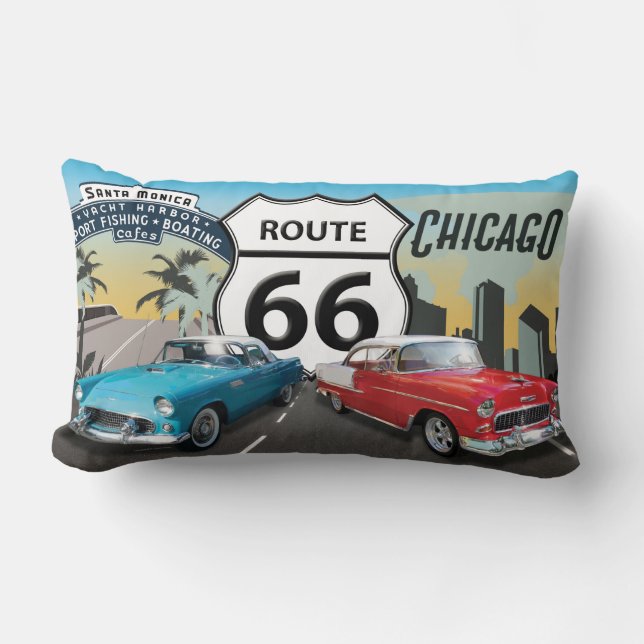 Route 66, The Mother Road Lumbar Cushion (Front)