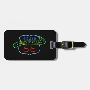 Route 66, The Mother Road, Neon Sign Luggage Tag