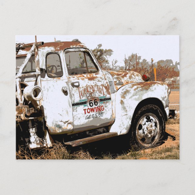 Route 66 Tow Truck Postcard (Front)